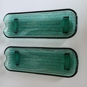 Pair Vintage Green Pressed Indiana Glass Corn on the Cob Dishes